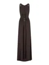 Giorgio Armani Long Dress In Triple Silk Georgette In Brown