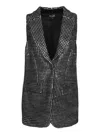 Giorgio Armani Textured Fabric Sleeveless Vest With Front Pockets In Black