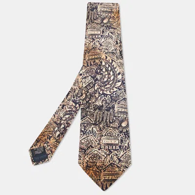 Pre-owned Giorgio Armani Vintage Black Printed Silk Traditional Tie