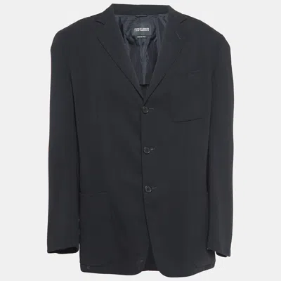 Pre-owned Giorgio Armani Vintage Black Wool Single Breasted Blazer M