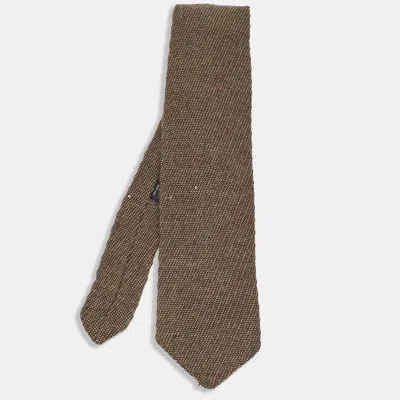 Pre-owned Giorgio Armani Vintage Brown Wool Knitted Traditional Tie