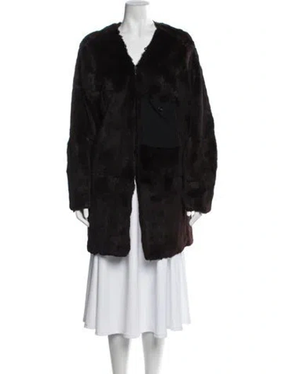 Pre-owned Giorgio Armani Vintage Faux Fur Coat In Black