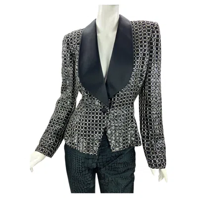 Pre-owned Giorgio Armani Vintage Fw 1992  Black Label Beaded Evening Tuxedo Jacket It 42