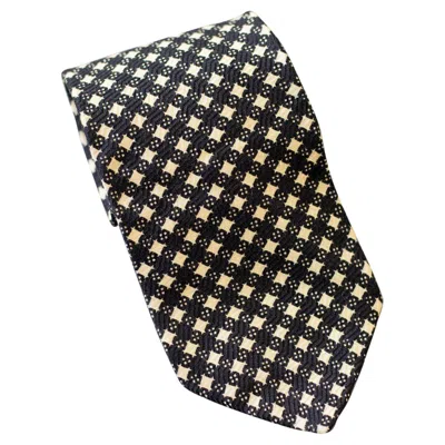Pre-owned Giorgio Armani Vintage  Checked All-silk Tie In Black