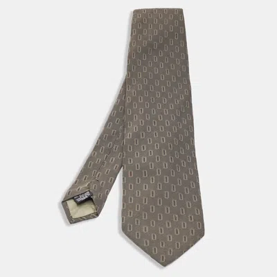 Pre-owned Giorgio Armani Vintage Grey Patterned Silk Tie