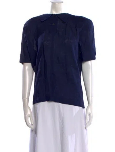 Pre-owned Giorgio Armani Vintage Late 1980's - Early 1990's Blouse In Blue
