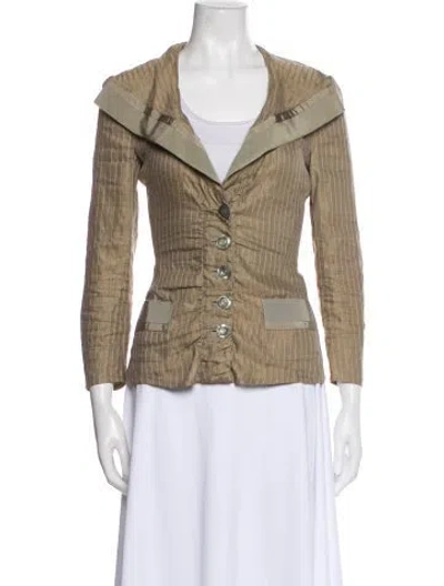 Pre-owned Giorgio Armani Vintage Linen Blazer In Brown