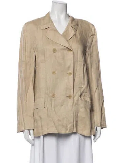 Pre-owned Giorgio Armani Vintage Linen Blazer In Neutral