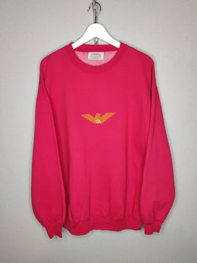 Pre-owned Giorgio Armani Vintage Luxury Sweatshirt Embroidered Logo In Red