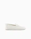 Giorgio Armani Vintage Nappa Leather Loafers With Embroidered Logo In White