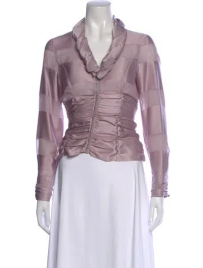 Pre-owned Giorgio Armani Vintage Patterned Blouse In Purple