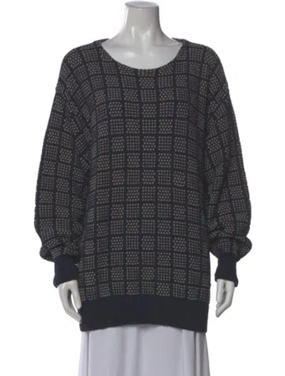 Pre-owned Giorgio Armani Vintage Plaid Print Sweater In Blue