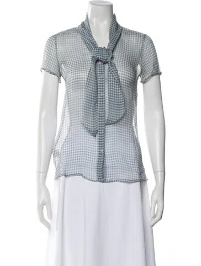 Pre-owned Giorgio Armani Vintage Silk Blouse In Blue
