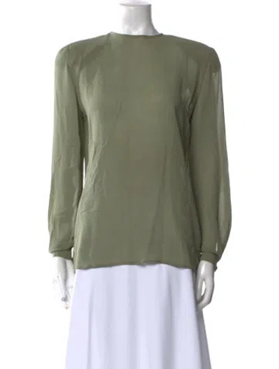 Pre-owned Giorgio Armani Vintage Silk Blouse In Green