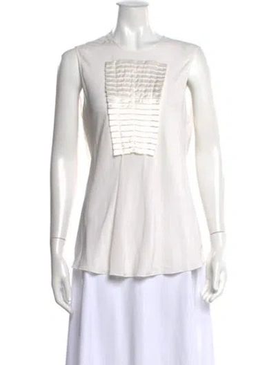 Pre-owned Giorgio Armani Vintage Silk Top In White