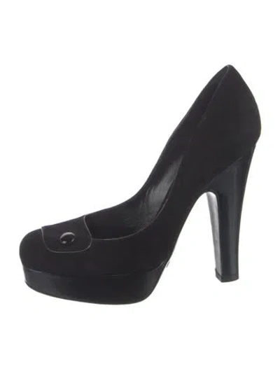 Pre-owned Giorgio Armani Vintage Suede Pumps In Black
