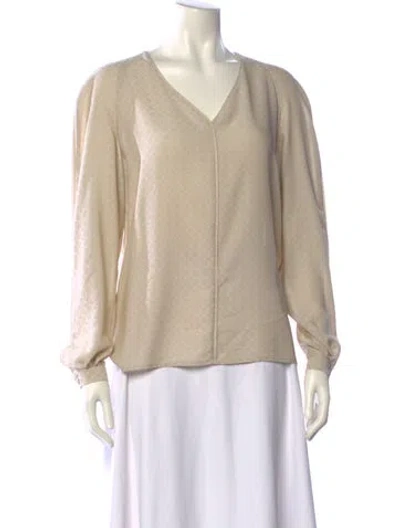 Pre-owned Giorgio Armani Vintage V-neck Blouse In Neutral