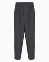 Giorgio Armani Virgin-wool And Cashmere Double-dart Trousers With Jacquard Pinstripes In Gray