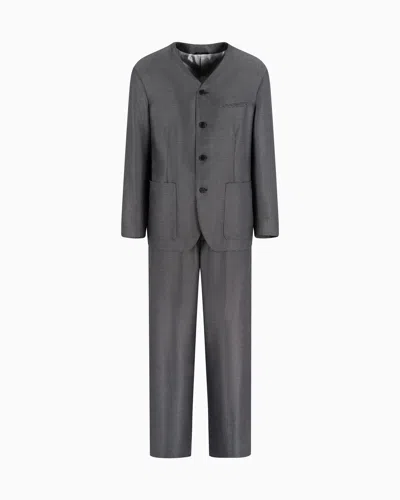 Giorgio Armani Virgin Wool And Silk Single-breasted Suit In Black
