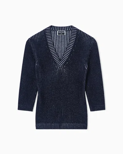Giorgio Armani Virgin Wool And Viscose V-neck Jumper In White