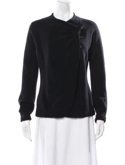 Pre-owned Giorgio Armani Virgin Wool Biker Jacket In Black