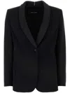 Giorgio Armani Wool Blazer With Shawl Lapel And Chest Pocket In Black