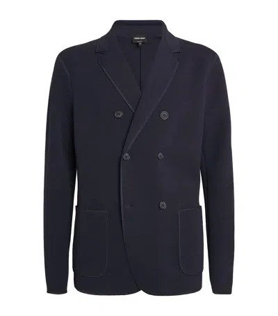 Giorgio Armani Virgin Wool-blend Blazer In Blue