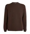 Giorgio Armani Virgin Wool-blend Jacquard Logo Sweater In Brown