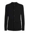 Giorgio Armani Virgin Wool-blend Textured Cardigan In Black