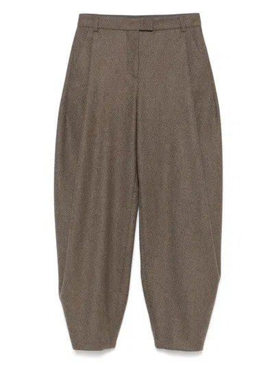 Giorgio Armani Virgin Wool-blend Wide-leg Trousers In Green