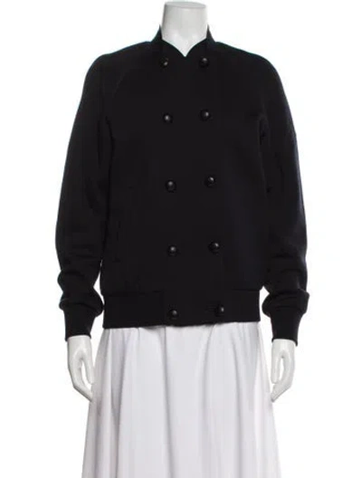 Pre-owned Giorgio Armani Virgin Wool Bomber Jacket In Black