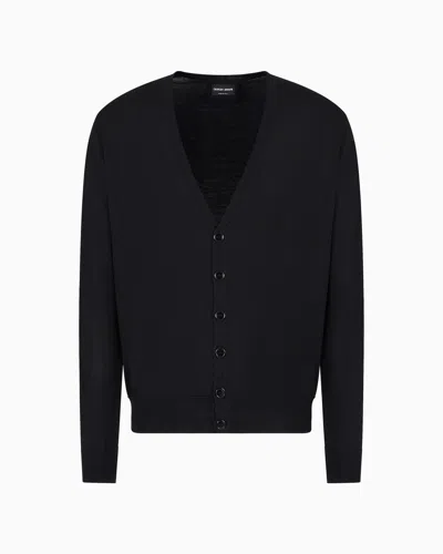 Giorgio Armani Virgin-wool Cardigan With Buttons In Black
