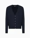 Giorgio Armani Virgin-wool Cardigan With Buttons In Navy Blue