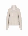 Giorgio Armani Virgin Wool, Cashmere And Silk Mock-neck Jumper In Neutral