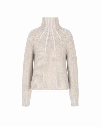 Giorgio Armani Virgin Wool, Cashmere And Silk Mock-neck Jumper In Sand