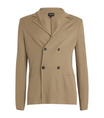 Giorgio Armani Virgin Wool-cashmere Blazer In Beige