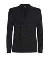 Giorgio Armani Official Store Icon Double-breasted Jacket In Fulled Cashmere Interlock In Black