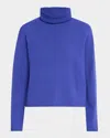 Giorgio Armani Virgin Wool Cashmere Turtleneck In Solid Medium Blue