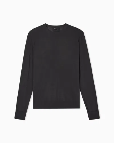 Giorgio Armani Virgin-wool, Crew-neck Jumper In Gray