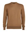 Giorgio Armani Virgin Wool Crew-neck Sweater In Beige