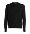 Giorgio Armani Crew Neck Sweater In Virgin Wool In Black