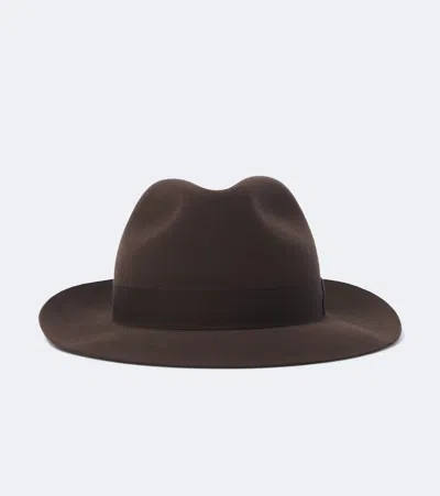 Giorgio Armani Virgin Wool Fedora In Brown
