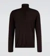 Giorgio Armani Virgin Wool Half-zip Sweater In Brown