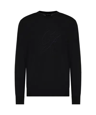 GIORGIO ARMANI GIORGIO ARMANI LOGO EMBRIODERED CREWNECK JUMPER
