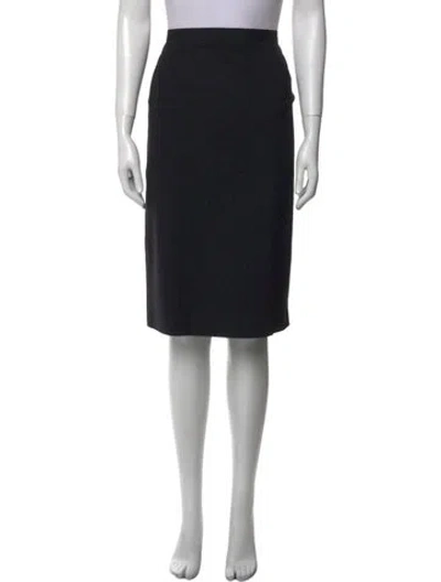 Pre-owned Giorgio Armani Virgin Wool Knee-length Skirt In Black