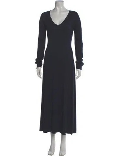 Pre-owned Giorgio Armani Virgin Wool Long Dress In Gray