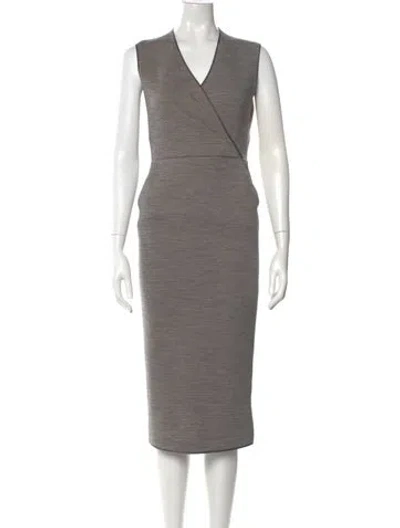 Pre-owned Giorgio Armani Virgin Wool Midi Length Dress In Neutral