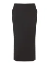 Giorgio Armani Dark Brown Stretch Wool Skirt In Black