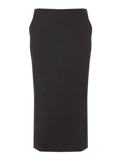 Giorgio Armani Virgin Wool Midi Skirt In Black