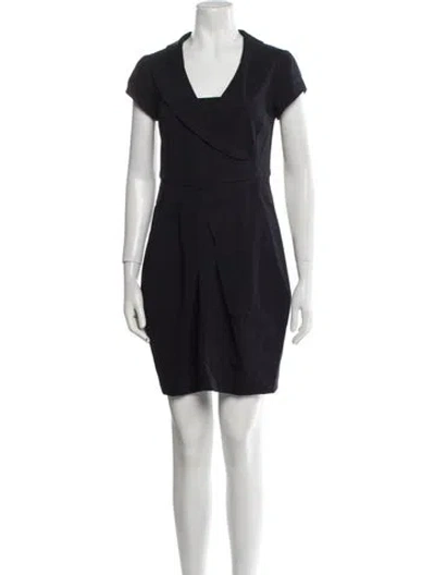 Pre-owned Giorgio Armani Virgin Wool Mini Dress In Blue